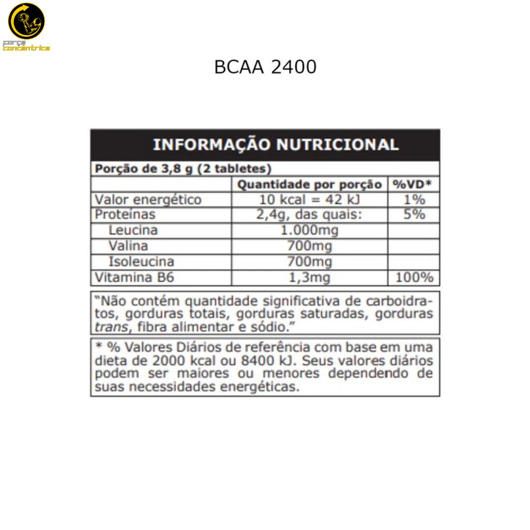 BCAA 2400Mg 120 Tabletes - Probiotica - Força Concêntrica