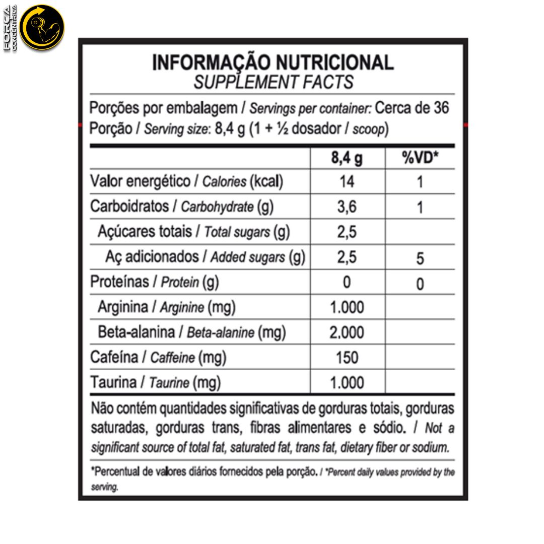 HORUS PRÉ-TREINO 300G LIMAO YUZU MAX TITANIUM - Força Concêntrica | Cod.: FC10011