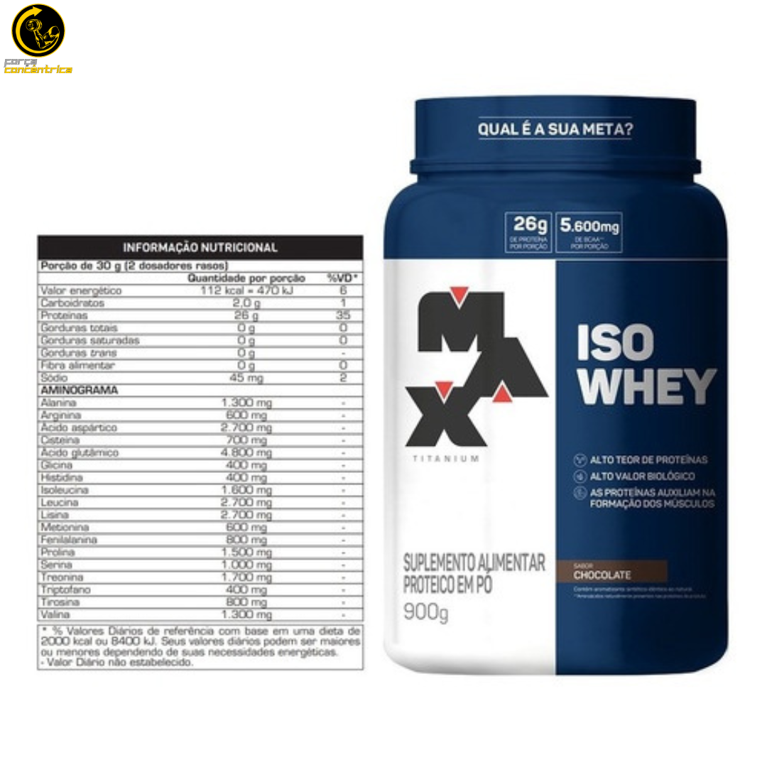 Iso Whey 900G - Max Titanium Chocolate Tabela - Força Concêntrica 0