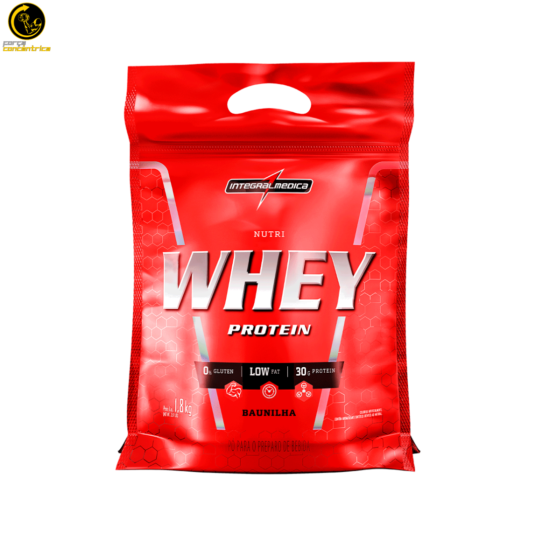 NUTRI WHEY PROTEIN 1.8KG REFIL MORANGO INTEGRALMEDICA - Força Concêntrica | Cod.: FC10020