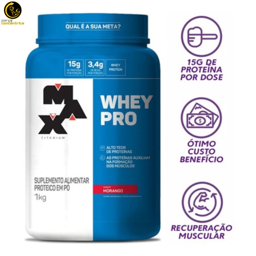 100% Whey Protein Concentrate 900g - Max Titanium - Força Concêntrica (4)